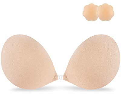 Niidor Reggiseno Adesivo Senza Spalline appiccicoso Invisibile Reggiseno Push up coperture del capezzolo in Silicone per Abito Senza Schienale （Carne Traspirante-E）