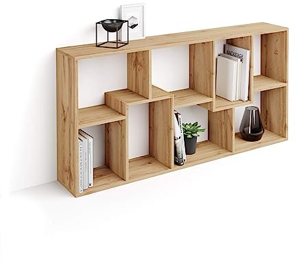 MOBILI FIVER, Iacopo XS, niedriges Bücherregal (160,8 x 80 cm), rustikale Eiche, Made In Italy