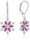 JO WISDOM Ohrringe Schneeflocke Weihnachten Hängend Silber 925 Damen mit 3A Zirkonia Juli Geburtsstein Rubinrote Farbe,Schmuck für Frauen