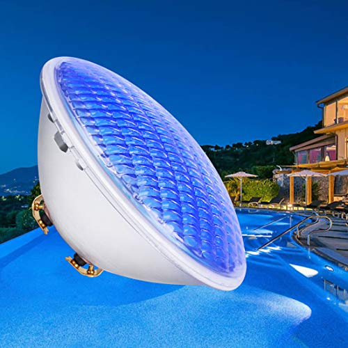 COOLWEST Iluminación LED Para Piscinas, Luz Subacuática Azul de 36W, Iluminación Para Estanques a Prueba de Agua IP68, Foco de Piscina al Aire Libre AC/DC 12V Bajo el Agua Para Piscina, Jardín