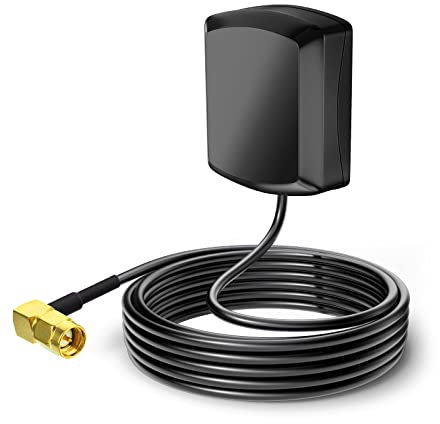 Eightwood Antena GPS de Coche SMA de ángulo Recto Base magnética Masculina Impermeable Activa GPS Aérea 3 Metros RG174 para módulo de Sistema de navegación GPS Car DVR Tracker Car Stereo Head Unit