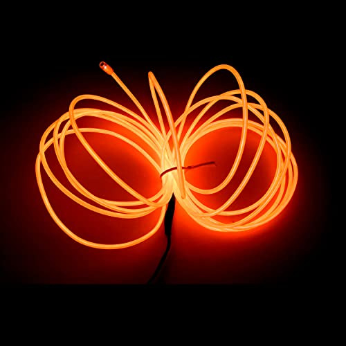 Balabaxer EL-Leuchtdraht Orange, 9.8 Fuß/3 Meter portable steuerungsbetriebene Neon-Lichtleiste, 360° schneidbare leuchtende Seilenlichter für Partys, Halloween und DIY-Dekoration.