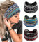 Yean Boho breites Stirnband, blaues Haarband, gestreift, Kopftuch, atmungsaktiv, geknotet, Turban, Stretch-Kopfzubehör für Frauen und Mädchen (3 Stück) Gestreift, blau)