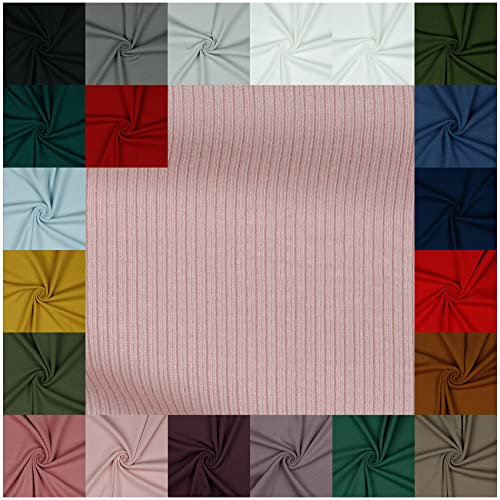 VmG-Store RIB Jerseystoff gerippt Uni Meterware 21 Farben zur Auswahl Tex zertifiziert Nähstoff (200 x 145cm, 061 I Hellrosa)