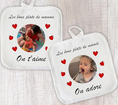 Manique(s) de cuisine personnalisée(s) avec photo - Cadeau original