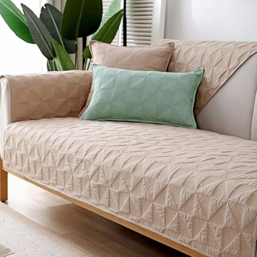WYJHNLBEDC Sofa/Couch überzug/überwurf, Sofa überwurfdecke Baumwolle Sofabezug L Form/U Form/Ecksofa 3/2/1 Sitzer, Sofaschutz Hund Kratzschutz Katze Khaki
