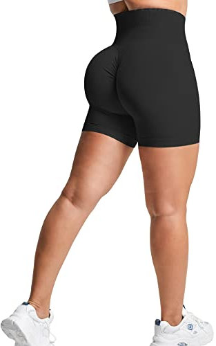 YEOREO Nahtlose Scrunch-Workout-Shorts für Damen, hohe Taille, Lifting, Fitnessstudio, Yoga-Shorts, 0 Booty Black, S