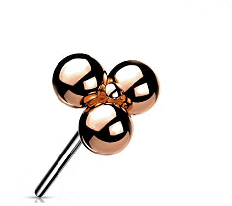 Paula & Fritz® Push-In Aufsatz Kugel-n Rosegold Titan-IUM Grade 23 Piercing Mehrfarbig 3-mm Groß Ohr-Stecker Labret Stud Nipple Straight Barbell Helix