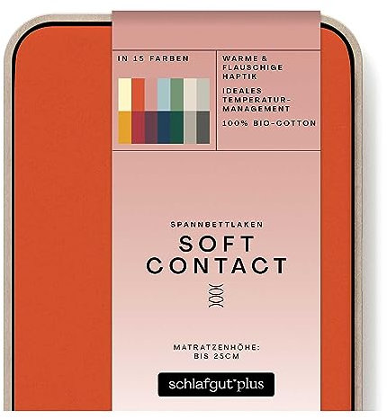 schlafgut Soft Contact Spannbettlaken bis 200x200cm, Red Mid aus 100% Biobaumwolle wärmend