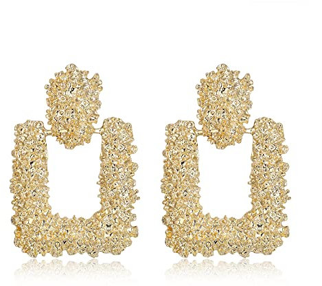 EVER FAITH Quadratische Geometrische Ohrringe Mode Metall Statement Tropfen große Ohrstecker für Damen Mädchen Klar Gold-Ton