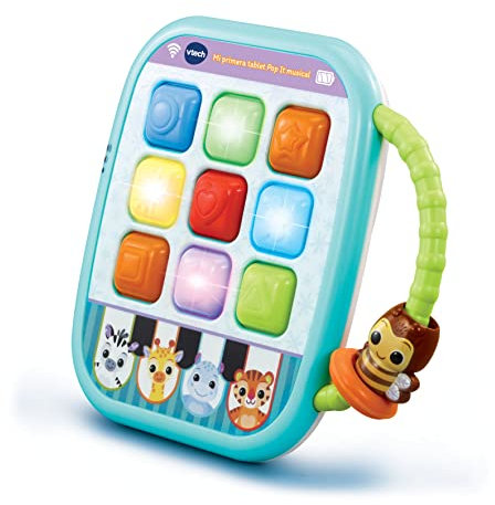 VTech - Mein erstes Pop-it Musik-Tablet, interaktives Tablet mit Silikon-Tasten und Klaviertasten, Spielzeug für Babys + 6 Monate, ESP-Version