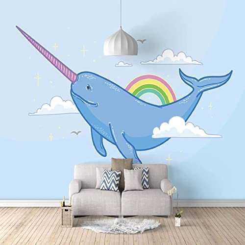 3D Mural Wallpaper For Living Room Children'S Room Bedroom Cartoon Animal Unicorn Background Picture Wallpaper Wall Room Peel And Stick Wall Photo Self-Adhesive Wall Poster Wall Art 300 x 210 cm