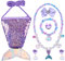 OSDUE 7 Pcs Meerjungfrau Kinder Schmuckset Mädchen, Kinderschmuck mit Pailletten Geldbörse Meerjungfrau, Halsketten, Ohrringe, Armbänder, Ringe, Haarspange, Geschenke für Mädchen