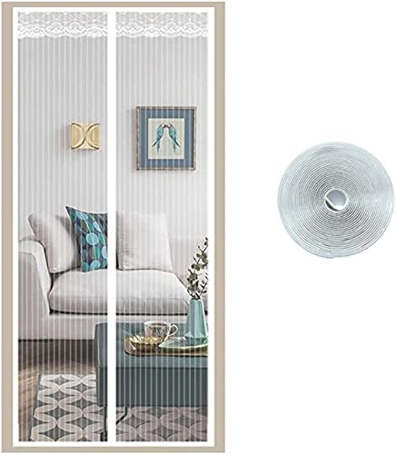 AMMFIT Super Quiet Stripes Encryption Magnetic Screen Door, Verstärkter Full Frame Mesh Screen Door Curtain Magic Tape Evict Mosquito Fly Bug - 85 X 200 cm (Color : Weiss, Size : 100cmx200cm)