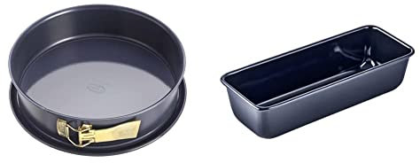 Dr. Oetker Springform Ø 24 cm & Kastenform 30 cm Back-Liebe Emaille – Schnitt- & Kratzfeste Backform mit Emaille & Antihaft-Beschichtung – 30er Kasten Brotbackform in Dunkelblau