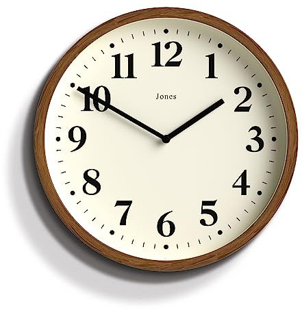 JONES CLOCKS® Lodge wanduhr | Kleine Moderne Uhr | 25cm | Dunkles holzimitat | Klassischer zeitgenössischer Stil für küche, Wohnzimmer oder büro