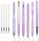 WINKIO 0.5mm Gelschreiber, 6 Stück Aesthetic Gelstifte Schnell Trocknende Gel Pen mit 4 Nachfüllminen, Einziehbare Kugelschreiber Schwarz +Farbiger Textmarker (Lila)