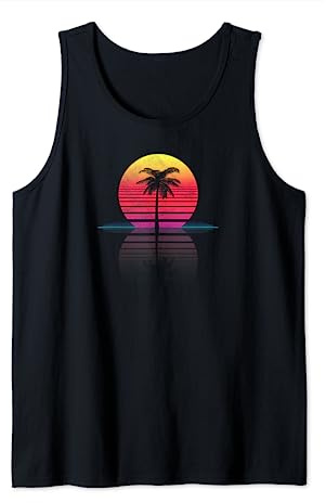 Vintage 80er 90er Retro Surf Outrun Sun Synthwave Palme Tank Top
