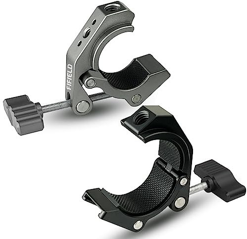FIFIELD Super Clamp Multi-Function Strong Clip with 1/4 Screw Hole for Photo Photography Studio Video Light Tripod Microphone (Titanium)