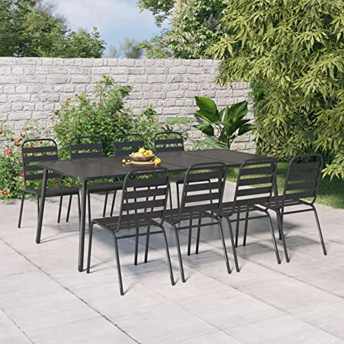 Homgoday Gartentisch Anthrazit 200x100x71 cm Stahl Gartenmöbel Model362741