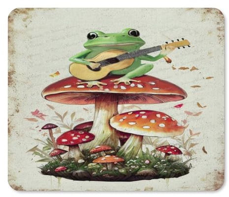 Gaming-Mauspads, rutschfeste Gummiunterseite, Mauspads für kabellose Computermaus, Büro, Zuhause, Gaming, Arbeit, Frosch und Pilz, Geschenk für Freunde, Geschenk für Weihnachten, Geburtstag, 25 x 30