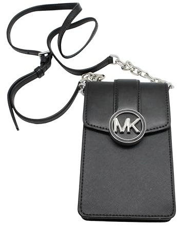 Michael Kors Carmen Small Logo Smartphone Crossbody Bag, schwarz/silber