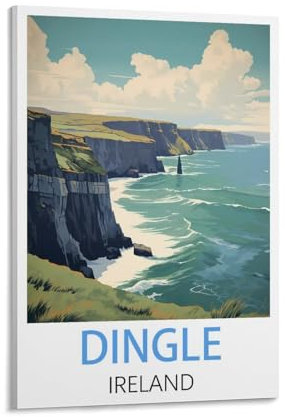 KmoNo Dingle Irland Vintage-Reiseposter, 20 x 30 cm, Poster, Dekoration, Gemälde, Leinwand, Wandkunst, Wohnzimmer, Schlafzimmer