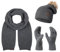 Rock Creek Winter Mütze mit Bommel Schal Set Geschenkset Wintermütze Winterschal Winterhandschuhe Herrenmütze Damenmütze U-103 Dunkelgrau Einheitsgröße