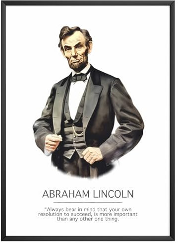 MJ-Graphics - Motivations Poster Abraham Lincoln Motivationsspruch - Bild mit US-Präsident Zitat | Wandbild Din A4 in Galerie Qualität dickes Posterpapier - FineArt Kunstdruck ohne Bilderrahmen
