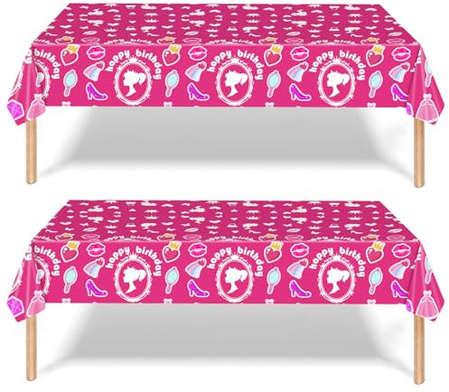 2 manteles desechables para fiesta de cumpleaños, 137 x 274 cm, rectangular, de plástico, mantel para niñas, niños, baby shower, picnic, decoración de mesa para el hogar, suministros de fiesta
