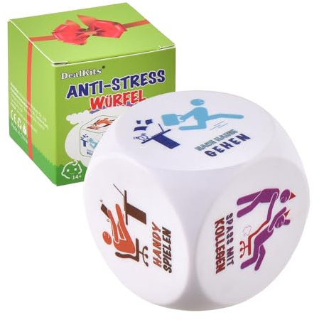 DealKits Büro Anti-Stress Würfel, Bunte Stresswürfel zum Stressabbau mit 6 Lustigen Aktionen, Witziges Anti-Stress Spielzeug Abschiedsgeschenk Kollegen Geschenk Mit Geschenkbox Für Mitarbeiter