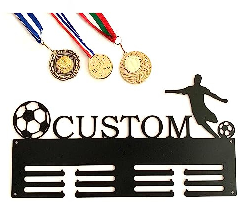 Porta Medaglie Personalizzato per Calcio con nome (Design 1) | Giocatore di calcio, Decorazioni Per La Casa, Montaggio A Parete, Gancio Per Appendere Medaglie, Supporto in Metallo