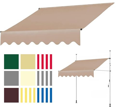 DJJYCTNM Manuell Ersatz für Einziehbare Klemmmarkise, Sonnenschutzdach für Einziehbare Markisen, Draussen Wasserdichtes Vordach Überdachung aus 100% 280g Polyester für Fenster Tür Markt,kein Rahmen-St
