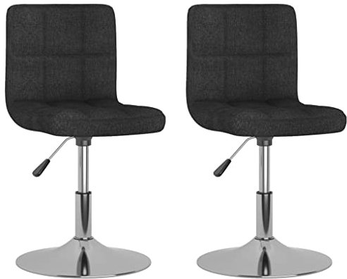 vidaXL 2X Esszimmerstuhl Drehbar Höhenverstellbar Küchenstuhl Essstuhl Drehstuhl Wohnzimmerstuhl Stuhl Polsterstuhl Lehnstuhl Schwarz Stoff