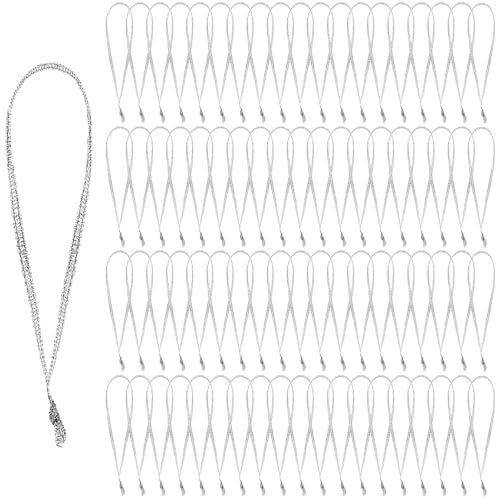 JUNEBRUSHS 300Pcs Christmas Ornament Hangers, Hand Tied String Ties, Ribbon Loops for Christmas Tree Hanging Decorations (Silver)