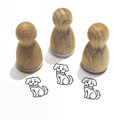 Stemplino® Ministempel - Motiv Tiere - 12mm Durchmesser - Holzstempel Kinder Schule Stempel Bullet Journal Stempel mit Tiermotive Stempel (F036)