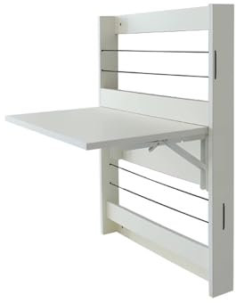 Wandtisch Klappbar Holz, Klapptisch Wandmontage, Geräumiger Schreibtisch, Tragfähig und Stabil, Kann Mehrere Bücher Speichern, für Wohnzimmer, Schlafzimmer(White,75 * 63CM)