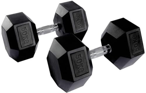 Equipped Gym - Weights Hex Dummbells Pairs. 50kg Cast Iron Gym Weights. Gym Equipment For Home And Commercial Use For Both Men And Women.Anti-Rolling Dumbbells for Weight Training