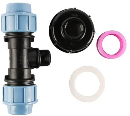Laroal Connecteur fileté de réservoir IBC pour raccords de tuyaux d'eau en Mdpe S60x6 Adaptateur T Sortie 25 mm