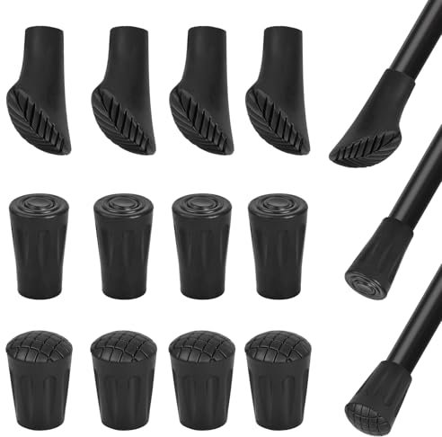 12 Stück Wanderstockkorb rutschfest, Schneeteller für Wanderstöcke Universelle, 3 Typen Gummi Trekkingstock Spitzen mit Gewinde, Schutz für Wanderstockspitzen, Walking Stöcke Gummipuffer 11mm