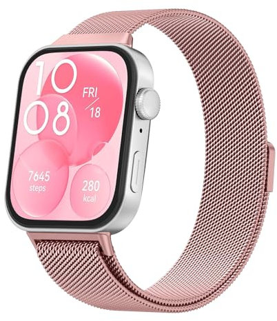 AK für Huawei Watch Fit 3 Armband Damen Herren, Magnetisch Metall Huawei Fit 3 Ersatzarmbänder Edelstahl Uhrenarmband für Huawei Fit 3 Armband mit Magnetverschluss Smartwatch Zubehör für Frauen Männer