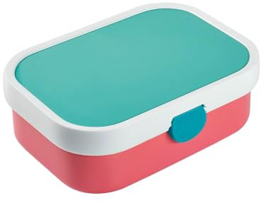 Mepal - Lunchbox Campus - Bento Lunchbox Für Kinder - Brotdose Mit Bento-Fach & Gabel - Meal Prep Box Mit Clip-Verschluss - BPA-frei & Spülmaschinenfest - 750 Ml - Pink mit türkisem Deckel