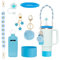 LCUHAVA Cup Accessories for Stanley Cup 8 Pcs Water Bottle Decor Includes Bracelet, Lid Ring, Cup Sleeve, Straw Sleeve, Charm, Spill Stopper, Base for Stanley Cups 40oz & 30oz, Blue