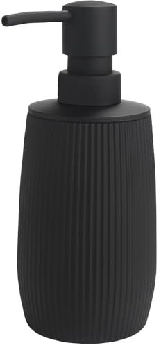 Moderne Seifenspender Schwarz, Nachfüllbarer Seifenspender Bad mit Vertikaler Textur, 280 ml Spülmittelspender Küche, Soap Dispenser mit Pumpspender (Schwarz Gestreift)