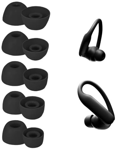 umvowuxa 5 Pairs Replacement Eartips for Beats Powerbeats Pro 2/Powerbeats Pro/Fit Pro/Studio Buds/Studio Buds+ Headphones,Silicone Earbuds Tips for Powerbeats Wireless Bluetooth (XL/L/M/S/XS/Black)