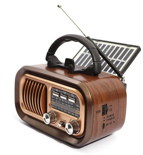 Radio Solar con Lámpara De Antorcha Y Cargador De Teléfonos Móviles | 5V Radio Am/FM Portable | Solar Vintage con Iluminación LED para Senderismo, Supervivencia, Playa, Trabajo, Picnic Al Aire L