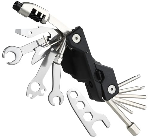 Wothfav Multitool Fahrrad 23-in-1, Flickzeug Fahrrad & Fahrrad Flickzeug Set, Fahrrad Werkzeugset für unterwegs, Abnehmbares & Faltbares Reparaturset für Mountainbike & Rennrad