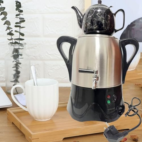 Théière électrique turque multifonctionnelle, théière en acier inoxydable de 3 L, théière en céramique de 1 L, avec fonction maintien au chaud, samovar électrique turc, cafetière, pour thé parfumé