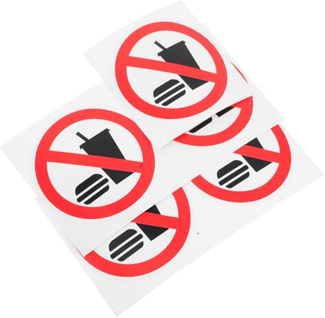 WEKADRIN 5 pezzi Adesivi Sicurezza Vietato Cibo e Bevande Autoadesivi Alta Visibilità per Ambienti Industriali e Aziendali Etichette Avvertimento Indoor per Norme Igieniche e Sicurezza Sul