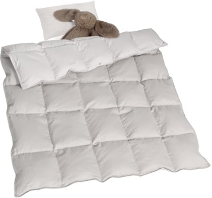 zzlamb Muslin Toddler Down Comforter Baby Down Blanket, Lightweight Crib Quilt All Season Duvet Insert, Soft & Breathable 100% Cotton Muslin for One Side Machine Washable, Misty Grey 41x48in